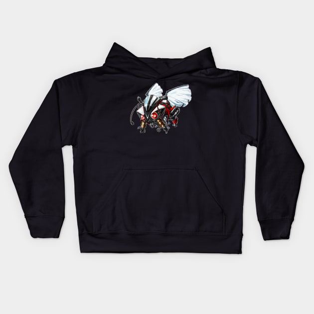 Yamaha R1 Bee White-4 Kids Hoodie by MOTORIND